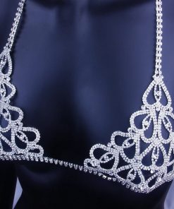 Charming Heart Rhinestone Body Jewelry Bra for Women