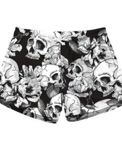 Women Beach Shorts Skull Floral Print Quick Dry 6 Patterns