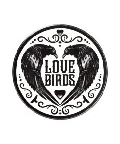 Two Love Bird Ravens Forming A Heart Shape Ceramic Coaster