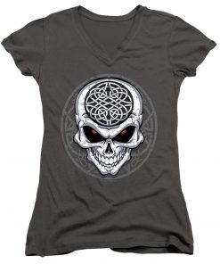 Women’s Cap Sleeve Celtic Skull Print T-Shirt
