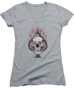 Women’s Cap Sleeve Vintage Skull Spade T-Shirt