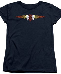 Women’s Cap or Short Sleeve Celtic Skulls Print T-Shirt