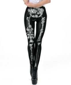3D Print Gold Skull Leggings For Women Fashion