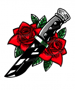 Knife With Red Roses Image | Instant Download | Digital File | SVG | JPG | PNG | EPS