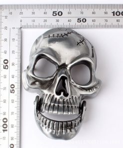 Skull Silver Belt Buckle Fit 3.8-4cm Wide Belt for Men & Women