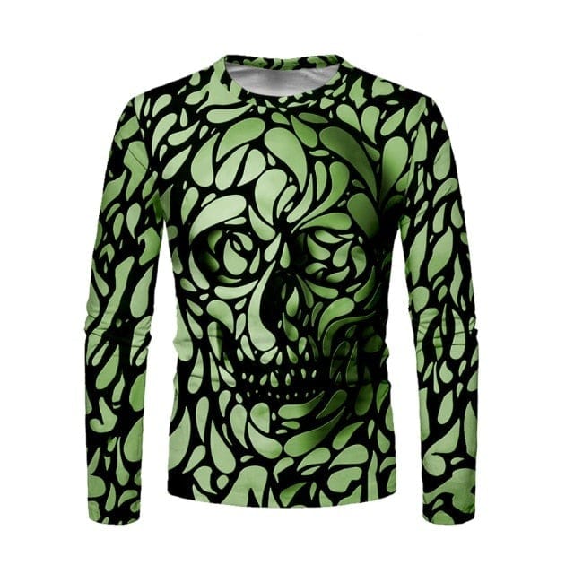 Skull Long Sleeve 3D Print Men’s T-Shirt