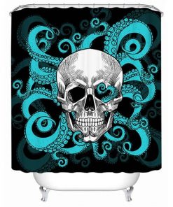 Skull Waterproof Octopus Tentacles Hand Shower Curtain
