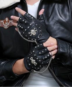 Punk Rivet Skull Half finger gloves
