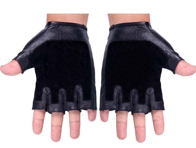 Rock Style Skull Black Punk Half Finger Gloves