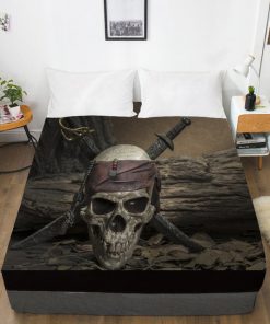 Pirate Skull Elastic Fitted Sheet Queen/King Bed Sheets