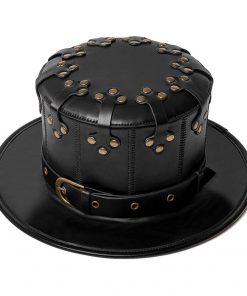 Black Riveted Steampunk Gothic Top Hat