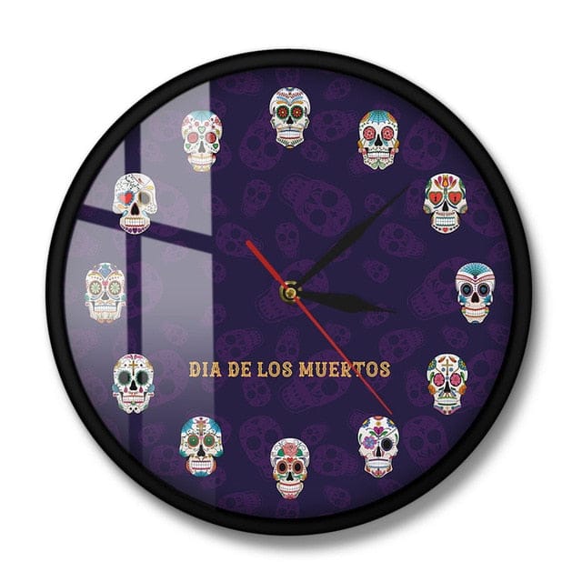 Mexican Skull Wall Clock With or Without Frame