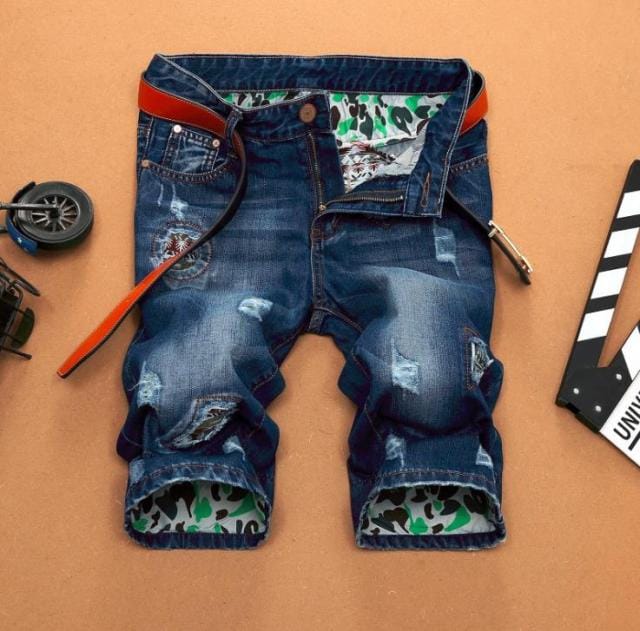 Men’s Distressed Ripped Breathable Denim Shorts