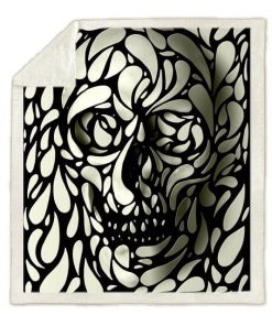 3D Skull Face Plush Gothic Black White Mystic Blanket
