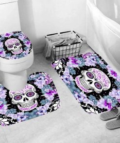 Purple Skull Print 3 Piece Mat Set