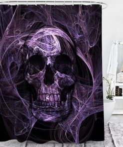 Purple Smokey Skull Print Shower Curtain