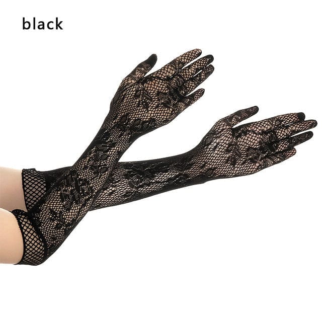 Ladies Mesh Long Lace Gothic Steampunk Gloves