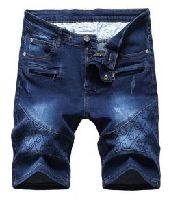 Men’s Dark Blue Ripped Breathable Denim Shorts