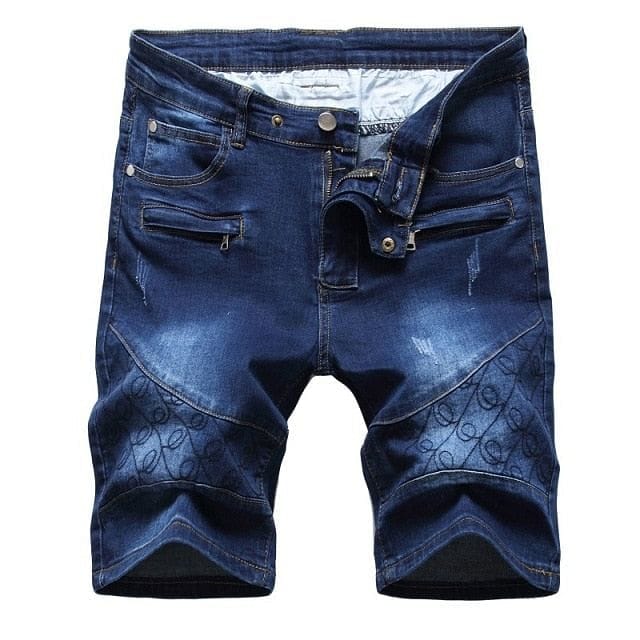 Men’s Dark Blue Ripped Breathable Denim Shorts