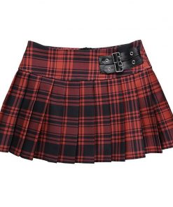 Gothic Plaid Pleated High Waist Zipper Mini Skirt