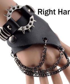 Steampunk Punk Rock Style Spike Glove With Chains