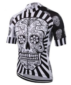 Unique Gray Skull Bike Sportswear Bicycle Shirt