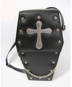 Punk Goth Style Women’s Coffin Shape Black Backpack