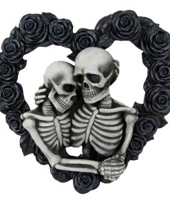 Skull Couple Wreath Black Rose For Front Door Decor