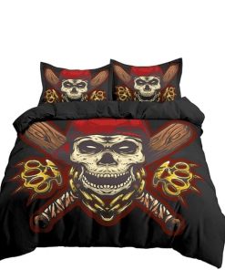 2/3pcs Skull Cross Duvet Cover Set With Pillowcase