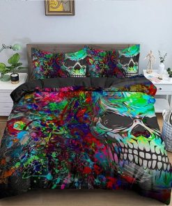 2/3pcs Multi Color Skull Duvet Cover Set With Pillowcase