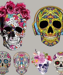 Large Sugar Skull Heat Transfer Iron on Patches 38 Patterns