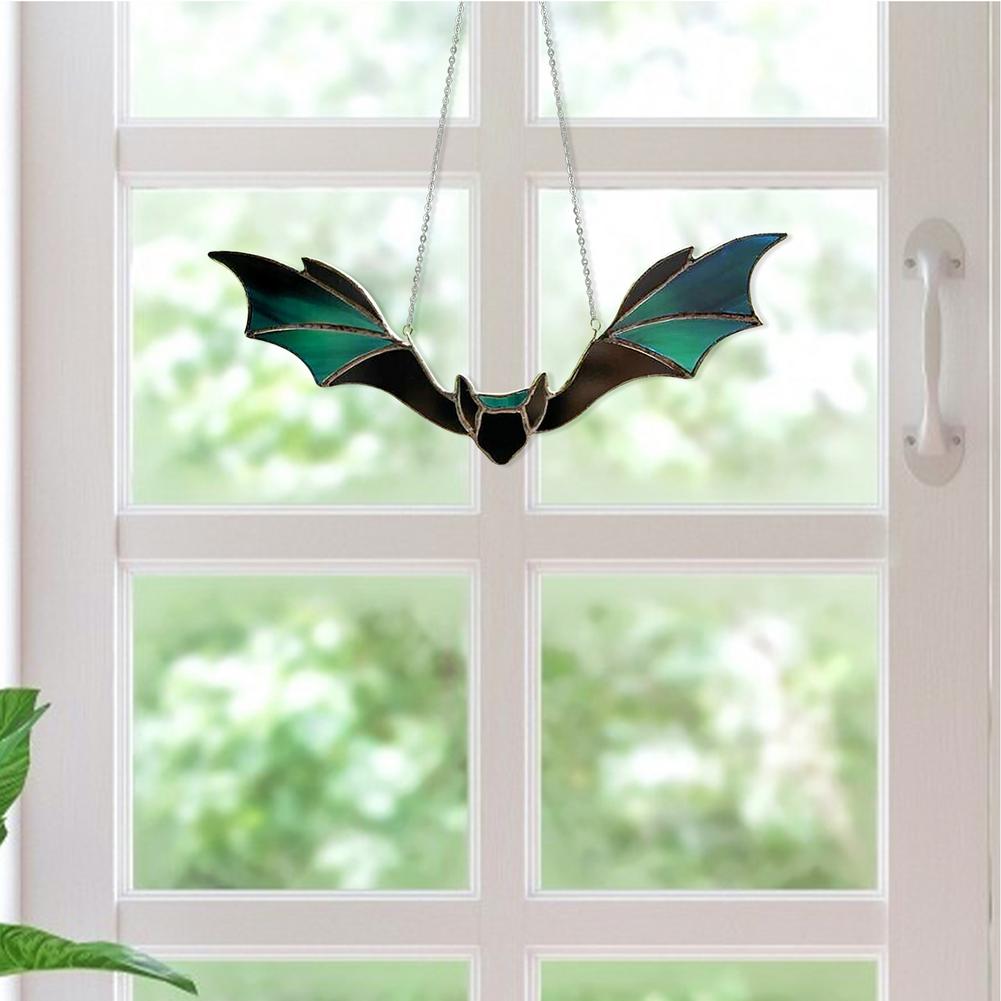 Gothic Window Panel Hanging Bat Wall Home Decor