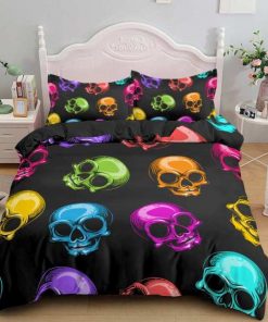 3D Multi Color Skull Printed Bedding Set Duvet Cover