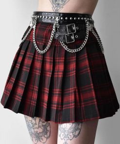 Gothic Plaid Pleated High Waist Zipper Mini Skirt
