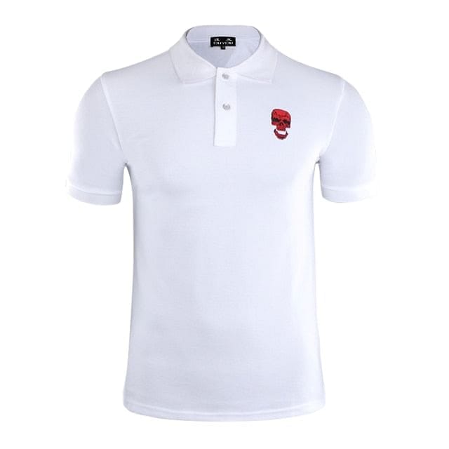 Men’s Casual Red Skull Polo Shirt