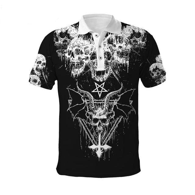 Dark Skulls Cross Printed Men’s Polo Shirt