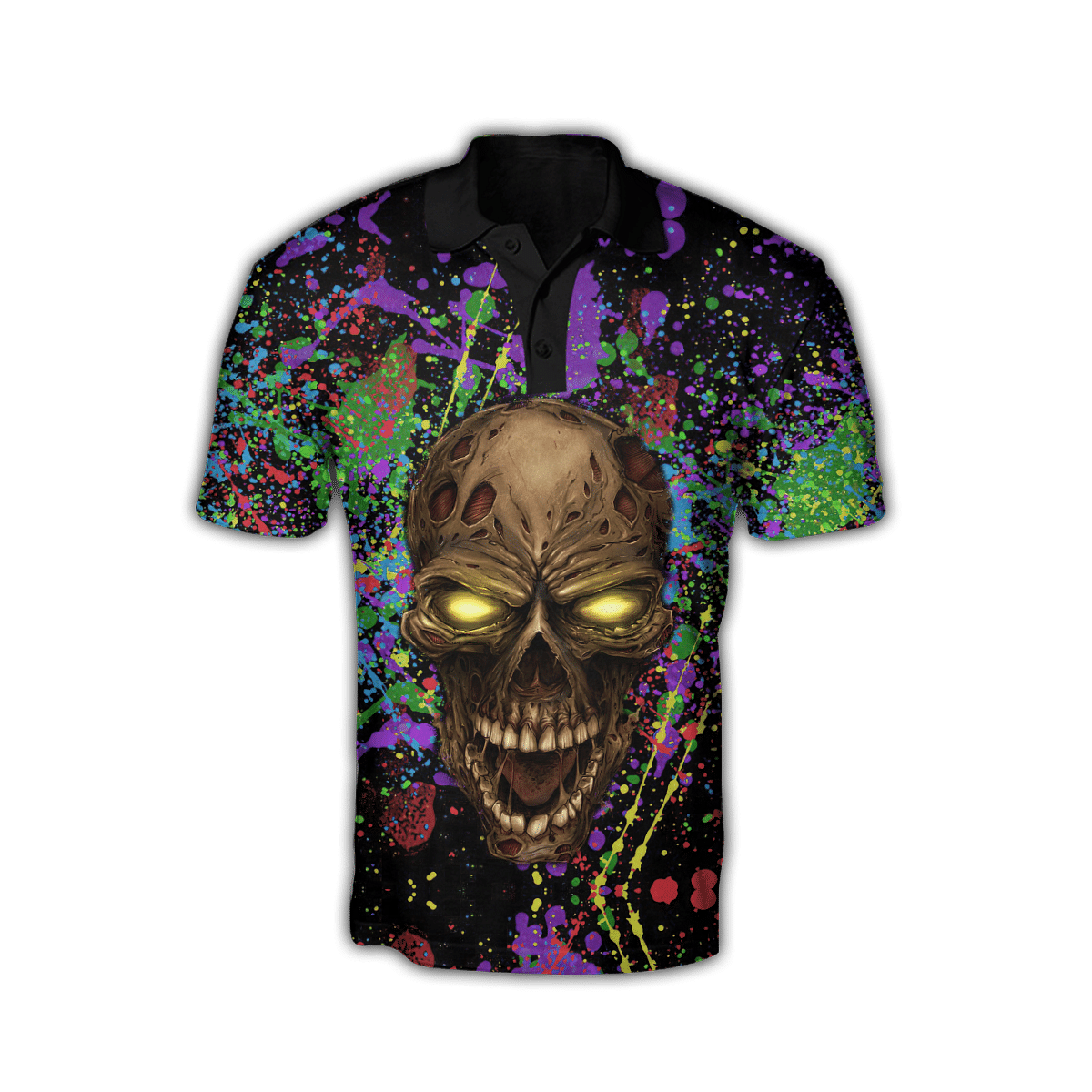 Scary Skull Tattoo Pattern Print Men’s Polo Shirt