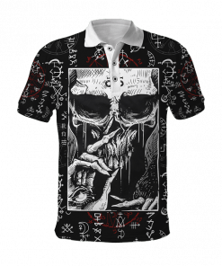 Evil Skull Tattoo Pattern Print Men’s Polo Shirt