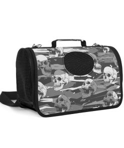 Gray Skull Shoulder Bag Portable Travel Cat or Dog Carrier
