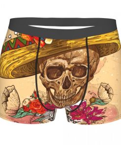 Men’s Skull In Sombrero Day Of The Dead Boxer Short