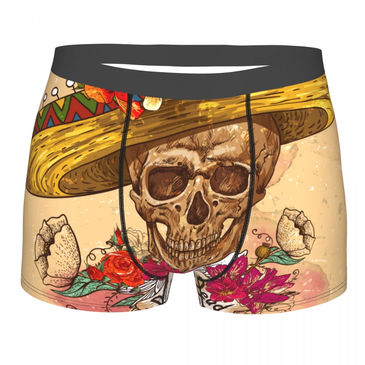Men’s Skull In Sombrero Day Of The Dead Boxer Short