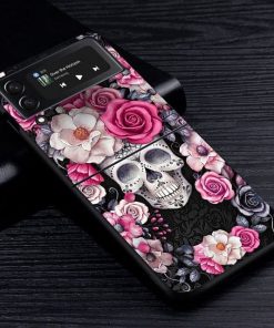 Skull Pink Flowers Cell Phone Case for Samsung Galaxy