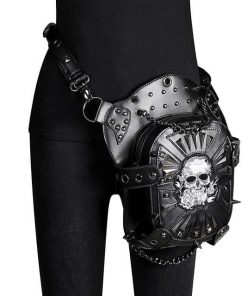 Steampunk Leather Retro Skull Rose Rivet Leg Bags