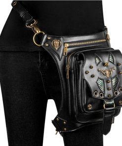 Steampunk Leather Retro Rivet Waist Leg Bag