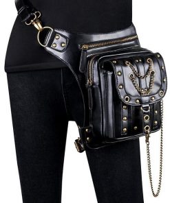Steampunk Leather Retro Rivet Chains Leg Bags
