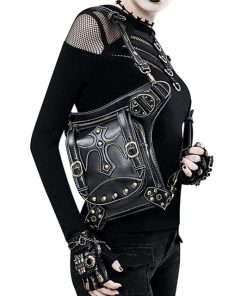 Steampunk Leather Retro Cross Rivet Leg Bags