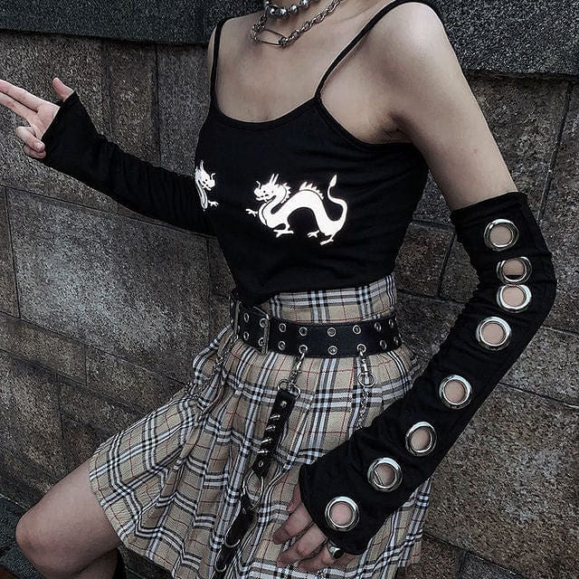 Punk Gothic Eyelet Unisex Elbow Length Cuff Sleeves