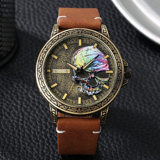 Skull Leather Vintage Embossed Quartz Wristwatch 6 Colors