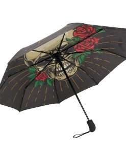 Skull Red Roses Print Three Folding Umbrella