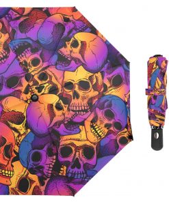 Skull Print Fully Automatic Three Folding Umbrella